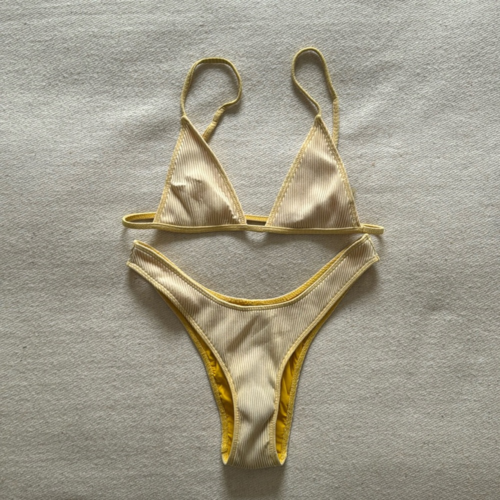 MINIMALE ANIMALE YELLOW RIBBED BIKINI